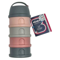 BEABA 奶粉食物儲存盒, 4層, 粉灰色, 1組