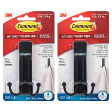 3M Command 無痕 浴室小物 3M 雙掛鉤 大型, 2個, 霧面黑