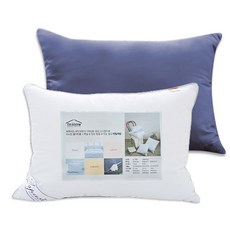 I'm Living 飯店用柔軟觸感羽絨填充枕芯+枕套組, Navy, 1組