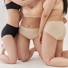 marun5 女性無痕無縫裸感內褲 3件組, 膚色, 膚色, 黑色