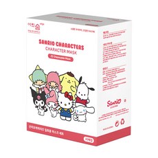 eorinsum 三麗鷗角色 Edge 小型口罩, 1盒, 帕恰狗 藍色 + 咖啡色 + 白色, 30片