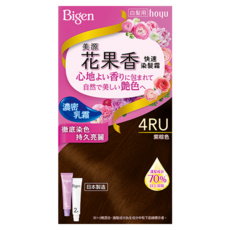 Bigen 美源花果香快速染髮霜 濃密乳霜質地 淡雅花果香 持久亮麗, 4RU紫棕色, 1盒