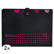 홈셀 깔끔핏 서류정리 아코디언 파일 5칸 32.5 x 24.5 cm, 핑크블랙, 2개