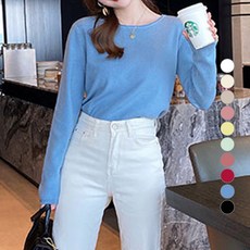 페이퍼먼츠 여성용 라운드넥 베이직 심플 티셔츠 03850