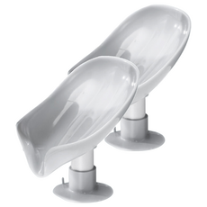 蕉蕉購物 樹葉造型免打孔瀝水肥皂架,灰色,2個