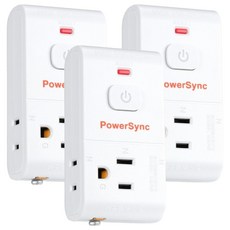 PowerSync 包爾星克 2P + 3P防雷擊三面壁插 TCM12K9, 3個, 9cm, 白色