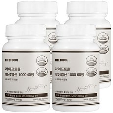 LIFETOCOL 活性葉酸錠 1000, 60顆, 18g, 4罐
