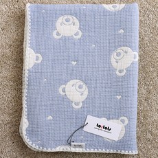 to tots 提花雙面紗布毯, 藍色 + 象牙白