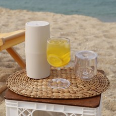 Ahtty home Laverre 便攜式啤酒紅酒杯情侶組 2入 + 奶油色收納盒, 1套, 420ml