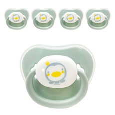 PUKU 藍色企鵝 拇指型初生安撫奶嘴 水藍色 1入, 0歲以上, 5個