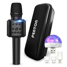 펜톤 TWS 무선 블루투스 노래방 마이크, RIKE, 블랙