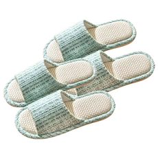 小香風亞麻拖鞋 100%亞麻 涼爽 柔軟 透氣 吸汗, 24cm, 水藍色, 2雙