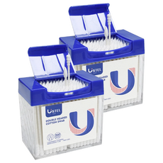 USTEL 紙軸雙頭棉花棒 200支裝 方便清潔 化妝/日常使用, 2盒, 1組