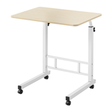 comet 高度可調移動式邊桌, 白色木紋