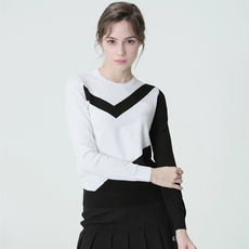 Cleveland GOLF 女式高爾夫 Intasha V 線拼色圓領長袖針織 CGKWKT1060