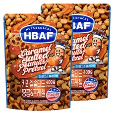바프 넛츠앤스낵스 카라멜 솔티드 땅콩 앤 프레첼, 400g, 2개