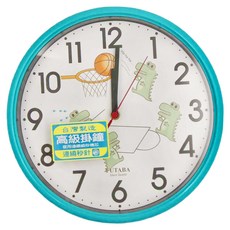 FUTABA 營鐘 靜音時鐘 高級掛鐘, 恐龍灌籃 藍綠色 + 白色