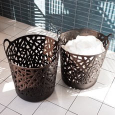 아임홈리빙 라인 스탠다드 통기성 좋은 말랑한 빨래바구니 40L 2P, 브라운