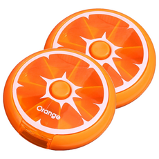 Seven Days 攜帶式7格藥盒 橘色, 2個