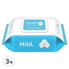 한예지 휴 마일드 물티슈 캡형, 3개, 100매
