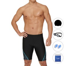 quaro 男性五分大尺碼室內泳褲 + 泳帽 + 泳鏡 + 耳塞 + 防水袋套組 ILM514S