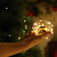 JOART USB充電式聖誕樹裝飾鋼絲燈泡串, 黑線暖光, 1組