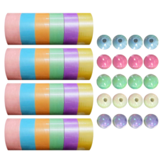 東亞PMS 膠帶球手工製作組 6色膠帶 3.6cm + 5入入門球, 粉彩(膠帶) + 隨機出貨(入門球), 4套