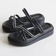 단골언니 여성용 보석 스트랩 뮬 가벼운 통굽 캔들 샌들