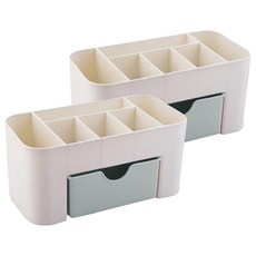 Attu 多功能抽屜化妝品書桌收納整理盒, 2個, 綠色