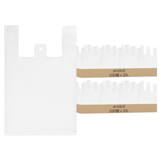 anidoll 手提超市乳白色塑膠袋, 20L, 200個