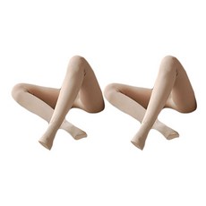 soleil 女性假透膚暖刷毛踩腳內搭褲 2件組