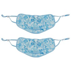 구리원사 2단 T3 꽃무늬 햇빛차단 마스크 24 x 12.5 cm, 1개입, 2개, 블루