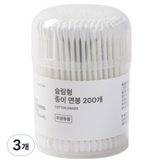 JAJU 細長型紙軸棉花棒, 3個, 200入
