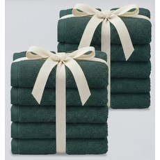 Tamsaa 經典緞帶包裝飯店毛巾 200g 40支, 10個, 深綠色