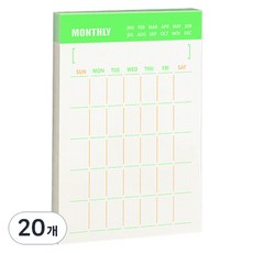 비팬시 하이라이트 메모패드 떡메모지 S, 먼슬리 형광, 60매, 20개