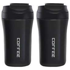 COFFEE 日式雙飲彈跳咖啡保溫杯, 沈穩黑, 400ml, 2個