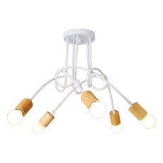 Honey Comb 北歐工業風原木半吸頂五燈 KC2364 簡約風燈飾, 61 x 40cm, 1個