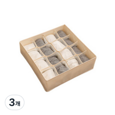 스퀘어 속옷 정리함 스킨16구, 3개, 베이지