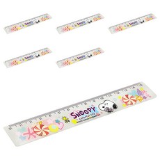 SNOOPY 史努比(繽紛系列)15公分溝引尺 可愛卡通圖案 精準測量 輕巧便攜, 白色, 6個