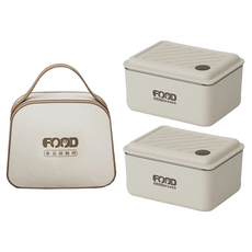 Couselect 316不鏽鋼加熱飯盒 附保鮮袋 13.5 x 10 x 6.5cm, 米白色, 2個