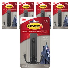 3M Command 無痕 裝飾雙掛鉤 大型 17036MB-ES, 5個, 霧面黑