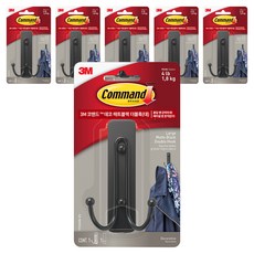 3M Command 無痕 裝飾雙掛鉤 大型 17036MB-ES, 6個, 霧面黑
