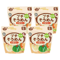 和寓良品 寶寶鮮蔬南瓜細麵, 適合5個月以上的寶寶, 天然純小麥, 無鹽, 易煮好消化, 100g, 4包
