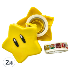 Nintendo 任天堂 Super Mario 瑪利歐 造型紙膠帶切割器套裝 附贈造型紙膠帶替換, 2捲, 超級星星