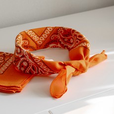 Good Good Shop 登山佩斯利印花方巾, 橘色, 3個