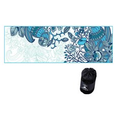 Savina 防滑圖案瑜珈墊巾, 藍蓮花, 1個