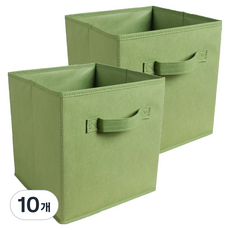 綠色折疊式不織布收納箱整理箱, 10個, 綠色