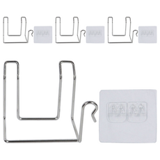 Living Home Detail 免打孔 不鏽鋼 黏貼式 吹風機掛架, 銀, 4個