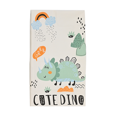 vanibaby 純棉防水透氣隔尿墊 精梳棉材質 柔軟舒適 四層材質設計 適合90~120cm長的嬰兒床, 恐龍款 米白色, 1個