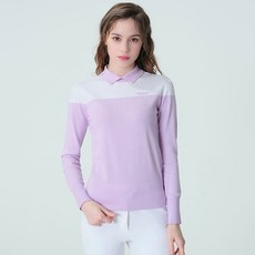 Cleveland GOLF 女式高爾夫可愛領泡泡袖拼色長袖針織毛衣 CGKWKT1061